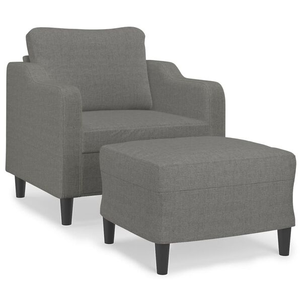 vidaXL Fauteuil met voetenbank 60 cm stof donkergrijs