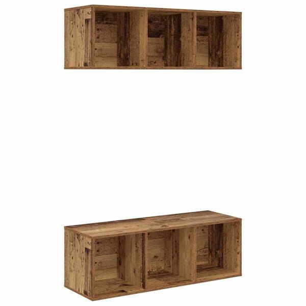 vidaXL Tv-meubelset 2 pcs Oud Hout 37 x 37 x 107 cm Bewerkt hout