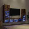 vidaXL TV-kast met LED-striplichten 4 pcs Oud hout Bewerkt hout