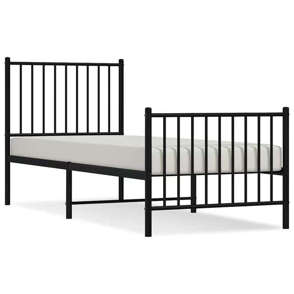 vidaXL Bedframe met hoofd- en voeteneinde metaal zwart 80x200 cm