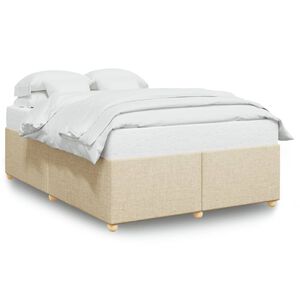 vidaXL Bedframe zonder matras stof cr&egrave;mekleurig 140x190 cm