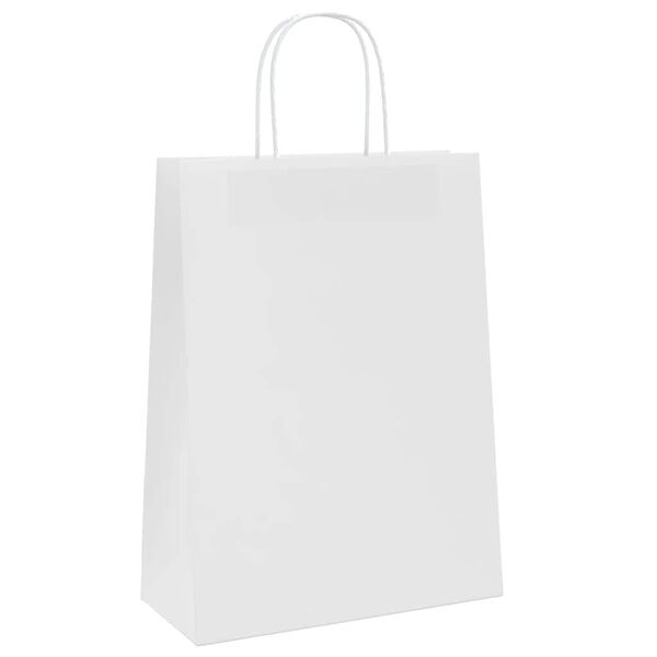 vidaXL Papieren zakken 250 st met hengsels 26x12x35 cm wit