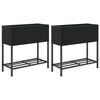 vidaXL Plantenbakken met schap 2 st 70x28x70 poly rattan zwart