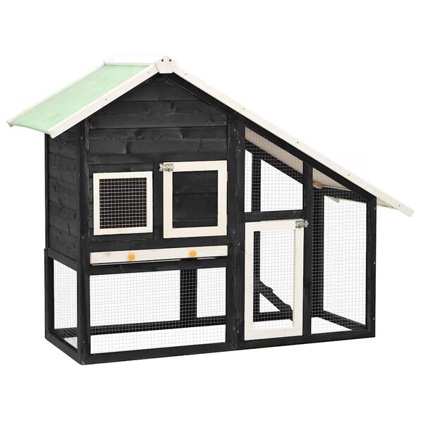 vidaXL Konijnenhok 140x63x120 cm massief vurenhout grijs en wit