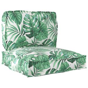 vidaXL Pallet Kussen Set Oxford Stof Groen Bladpatroon 80 x 80 x 12 cm