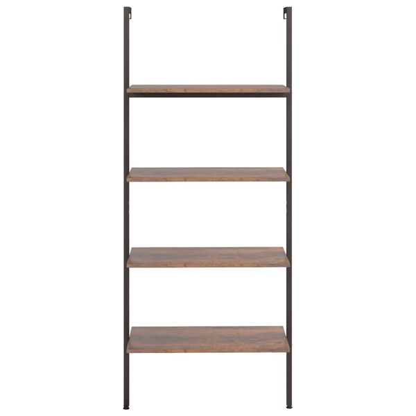 vidaXL Ladderrek met 4 schappen 64x35x152,5 cm donkerbruin en zwart