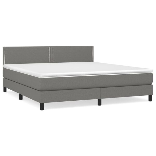 vidaXL Boxspring met matras stof donkergrijs 180x200 cm