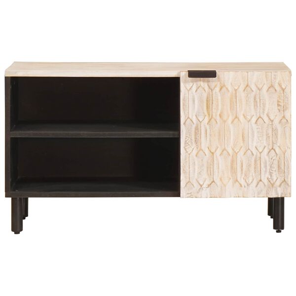 vidaXL TV-kast Witte Was Afwerking 80 x 33 x 46 cm Massief Mango Hout