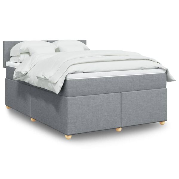 vidaXL Boxspring met matras stof lichtgrijs 140x190 cm