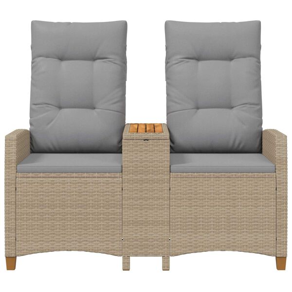 vidaXL Ligbank met tafel Beige en Licht Grijs 126 x 65 x 112 cm