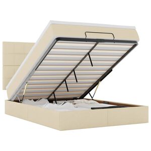 vidaXL Ottoman bed met matras en LED's 140x200cm stof cr&egrave;mekleurig
