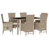vidaXL 7-delige Tuinset met kussens poly rattan beige