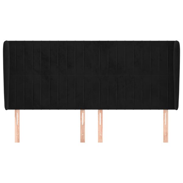 vidaXL Hoofdbord met randen 183x23x118/128 cm fluweel zwart