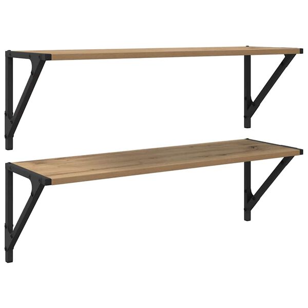 vidaXL Wandplanken 2 pcs Artisan Eiken 80 x 25 x 25,5 cm Bewerkt hout