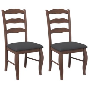 vidaXL Eetkamerstoelen met kussens 2 stuks bruin massief hout rubber