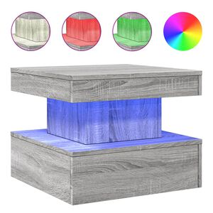 vidaXL Salontafel met LED-verlichting 50x50x40 cm grijs sonoma eiken
