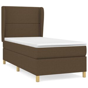 vidaXL Boxspring met matras stof donkerbruin 90x190 cm