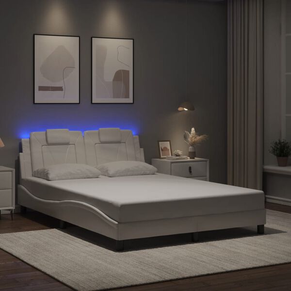 vidaXL Bedframe "Viana" met LED zonder matras wit 140x190 cm