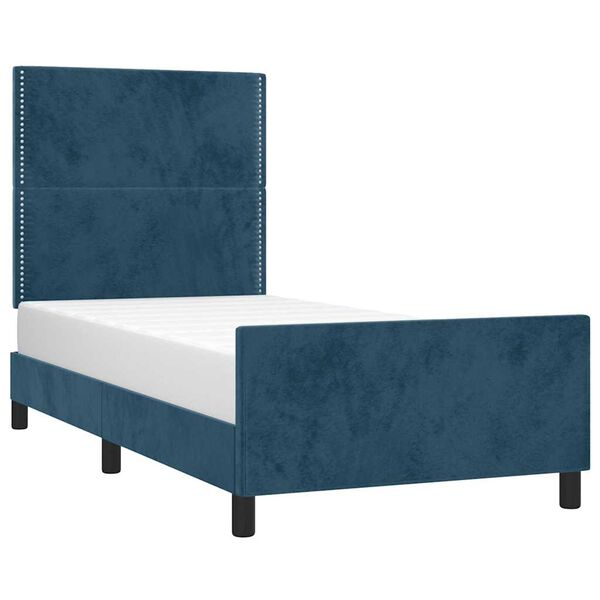 vidaXL Bedframe zonder matras 100x200 cm fluweel donkerblauw
