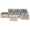 vidaXL 6-delige Loungeset met kussens pallet grenenhout