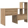 vidaXL Bureau Artisan Eiken 131,5 x 50 x 106,5 cm Bewerkt hout
