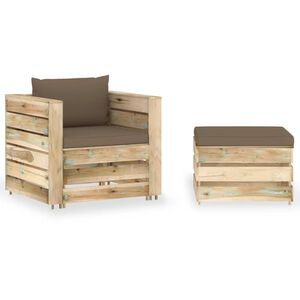 vidaXL 2-delige Loungeset met kussens groen ge&iuml;mpregneerd hout