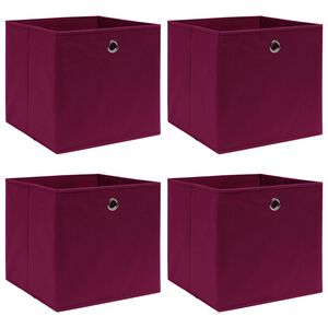 vidaXL Opbergboxen 4 st 32x32x32 cm stof donkerrood