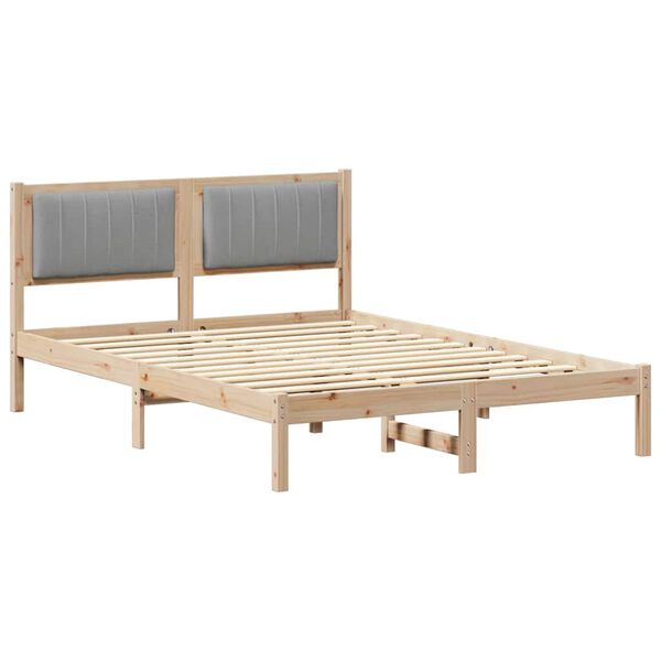 vidaXL Bedframe met Gevoerd Hoofdgedeelte Lichtgrijs 140 x 190 cm