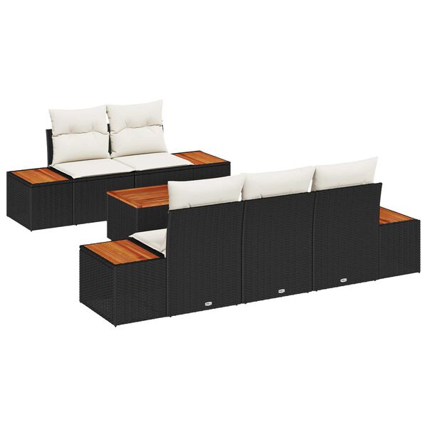 vidaXL Tuin Sofa Set met kussen met opslag 6 pcs Zwart Poly riet