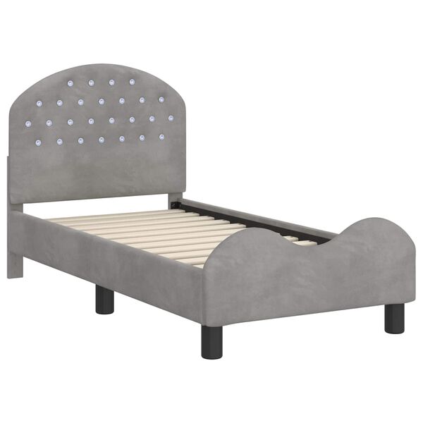 vidaXL Peuterbedframe met hoofdbord Lichtgrijs 70 x 140 cm Fluweel