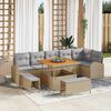 vidaXL Tuin Sofa Set met kussen met opslag 9 pcs Beige en Licht Grijs