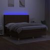 vidaXL Boxspring met matras en LED stof donkerbruin 180x200 cm