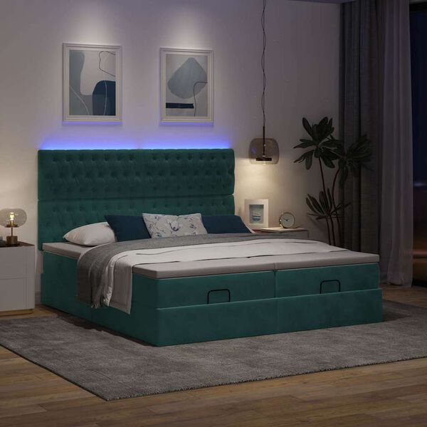 vidaXL Ottoman bed met matrassen en LED's 200x200cm fluweel