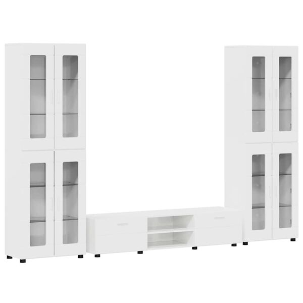 vidaXL Tv-meubelset met lade FLORIN Hoogglans wit Bewerkt hout