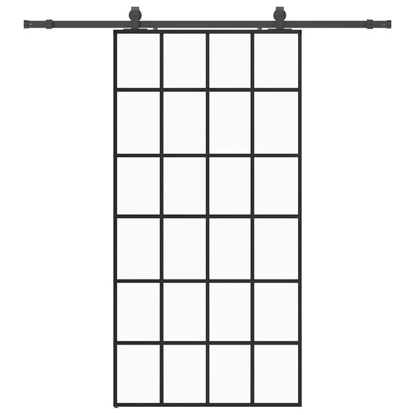 vidaXL Schuifdeur met beslagset 102x205 cm ESG glas zwart