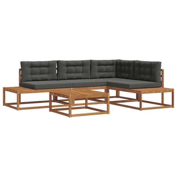 vidaXL Buiten bankenset 5 Stuk Natuurlijk en Antraciet