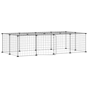 vidaXL Huisdierenkooi met deur 20 panelen 35x35 cm staal zwart