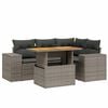 vidaXL 5-delige Loungeset met kussens poly rattan grijs