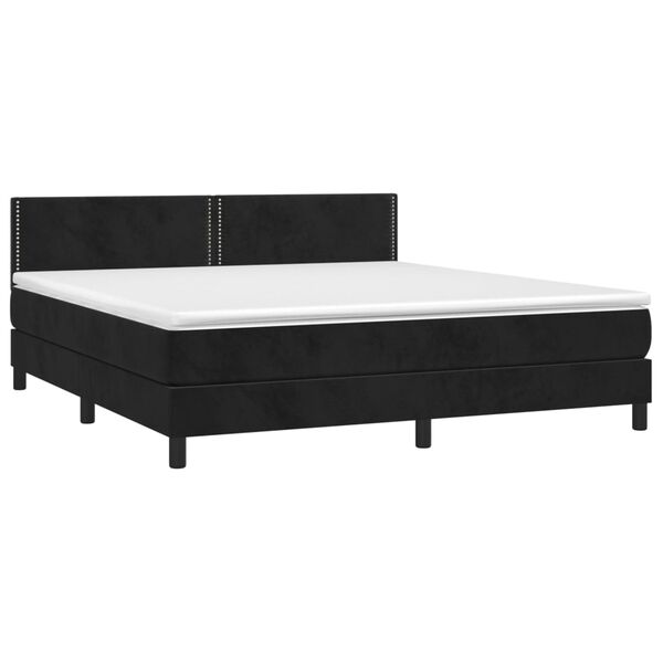 vidaXL Boxspring met matras en LED fluweel zwart 180x200 cm
