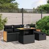vidaXL 6-delige Loungeset met kussens poly rattan zwart