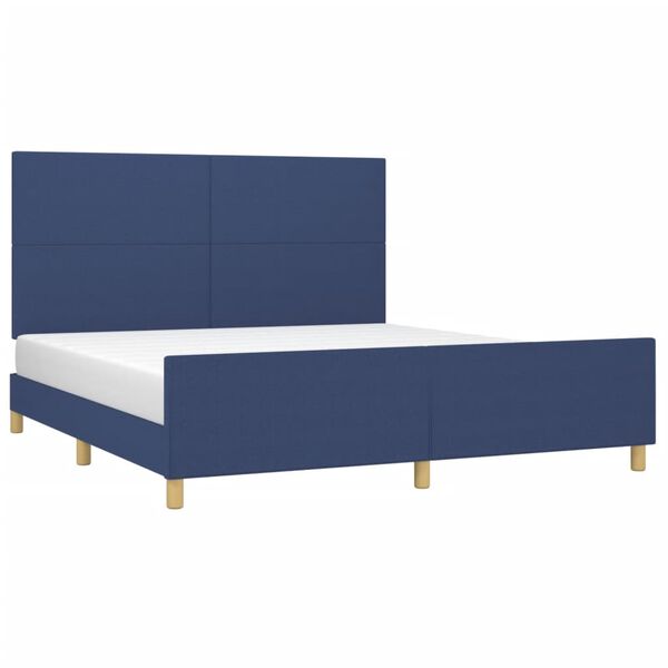 vidaXL Bedframe zonder matras stof blauw 160x200 cm