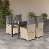 vidaXL 5-delige Tuinset met kussens poly rattan beige