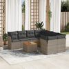 vidaXL 9-delige Loungeset met kussens poly rattan grijs