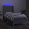 vidaXL Boxspring met matras en LED stof lichtgrijs 100x200 cm