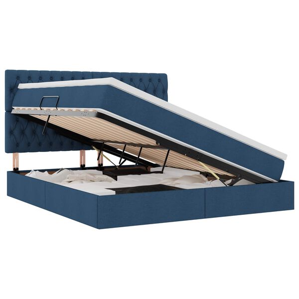 vidaXL Opbergbed met LED met matras Blauw 180 x 200 cm Polyester