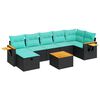 vidaXL 8-delige Loungeset met kussens poly rattan zwart