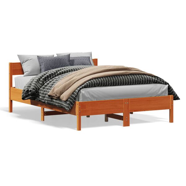 vidaXL Bedframe zonder matras massief grenenhout wasbruin 120x190 cm