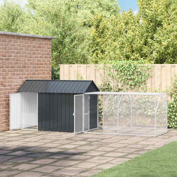 vidaXL Vogelkooi Antraciet 416,5 x 103 x 142 cm Gegalvaniseerd staal