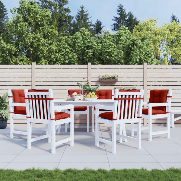 vidaXL Stoelkussens 6 st lage rug 100x50x7 cm stof gem&ecirc;leerd rood