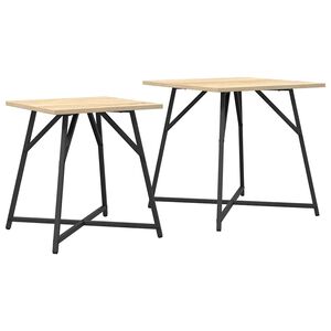 vidaXL Bijzettafelset 2 pcs Sonoma Eiken en Zwart